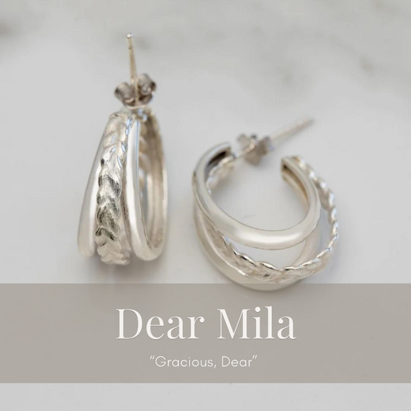 Dear Mila Woven Hoops In Silver