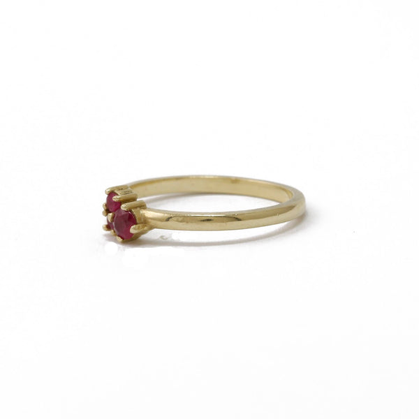 Yellow Gold Trinity Ring with Rubies