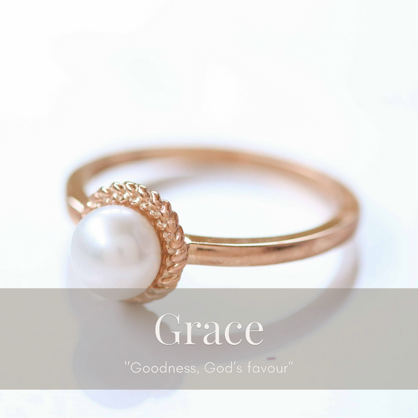 Grace Woven Pearl Ring In Rose Gold
