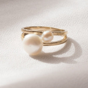Grit and Grace Pearl Ring in Brass