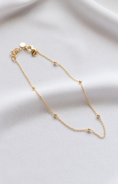 Rolo Oval Bead Anklet In Gold