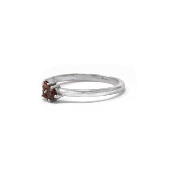 Trinity Ring with Red Sapphires In 9ct White Gold