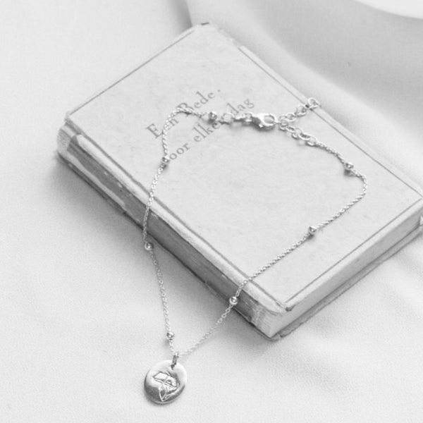 Rolo Oval Bead Anklet In Silver