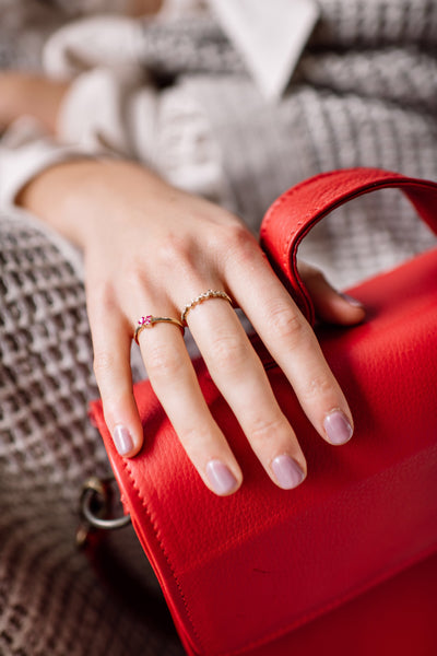 Yellow Gold Trinity Ring with Rubies