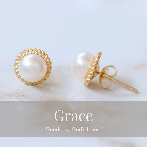 Grace Woven Pearl Studs In Gold