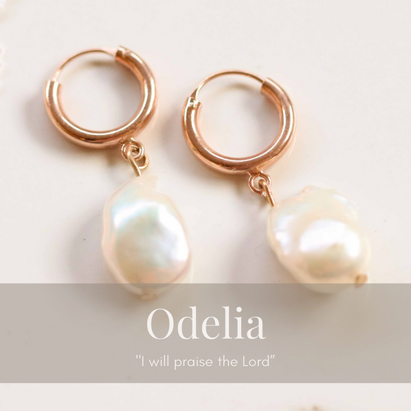Odelia Small Baroque Pearl Earrings In Rose Gold
