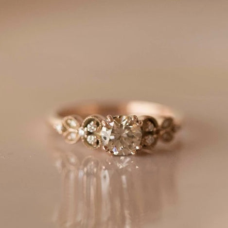 Orchid Diamond Ring In 9ct Rose Gold