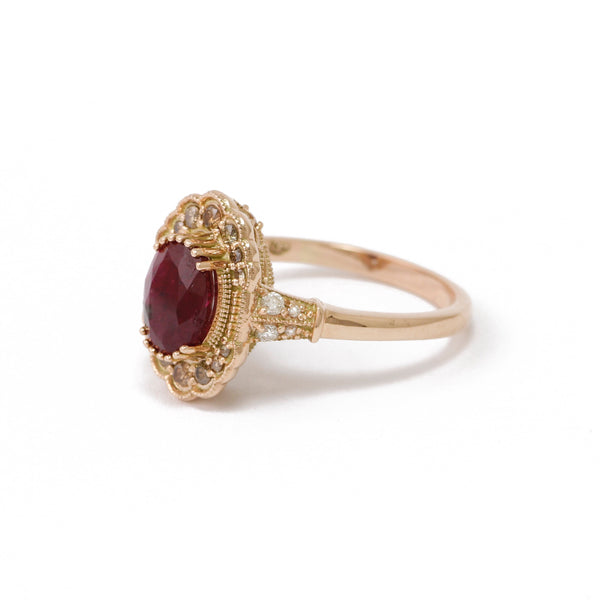 Ruby Mill Grain Ring In 9ct Rose Gold