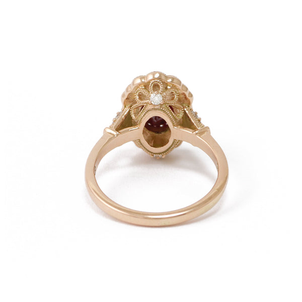 Ruby Mill Grain Ring In 9ct Rose Gold