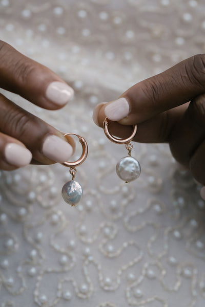 Odelia Small Baroque Pearl Earrings In Rose Gold
