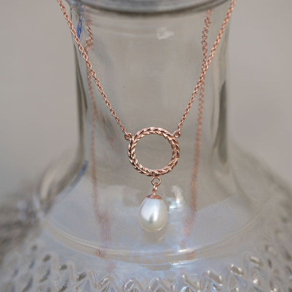 Arabella Pearl Necklace In Rose Gold