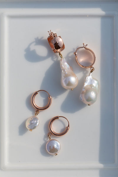 Odelia Small Baroque Pearl Earrings In Rose Gold